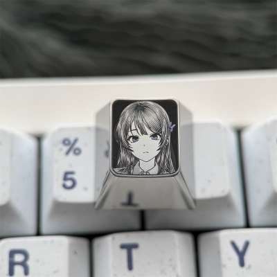 1U Titanium Alloy Artisan Keycaps Precision Pointillism + Anodizing for Mechanical Keyboard -Sakurajima Mai